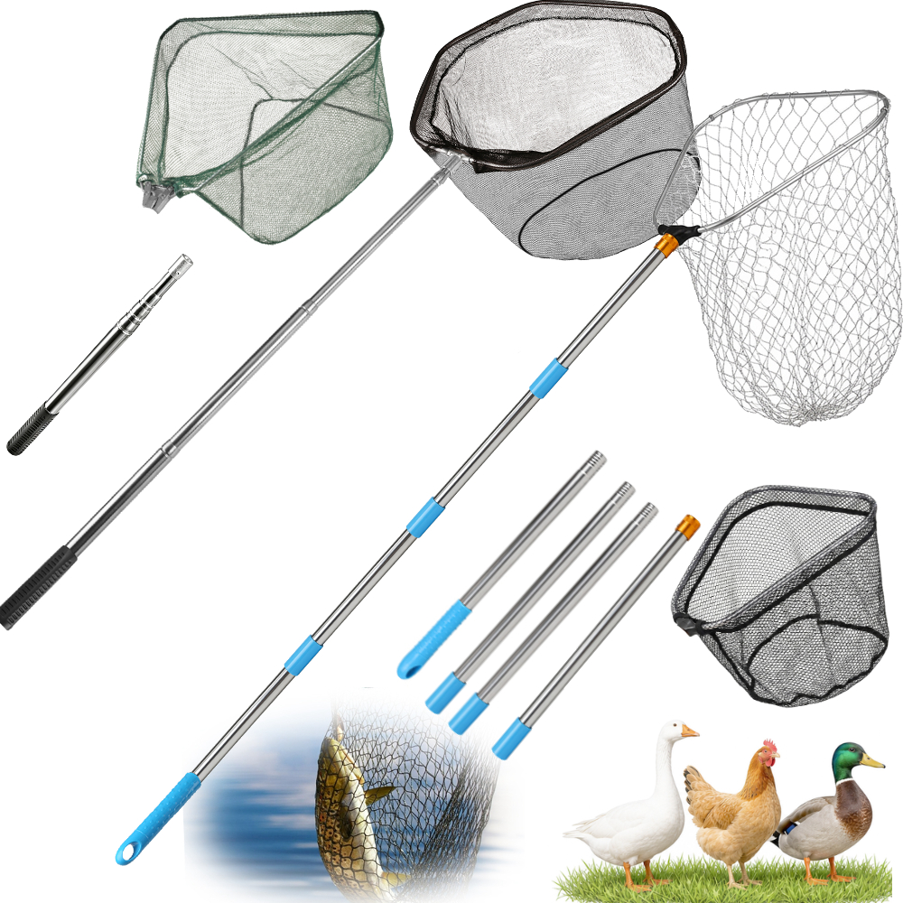 Fish Net Handle - Removable Fishing Poultry Catching Net Detachable