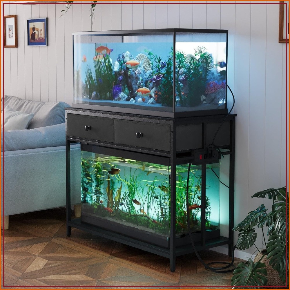 Aquarium Fish Black - 40 Gallon Aquarium Stand with Power