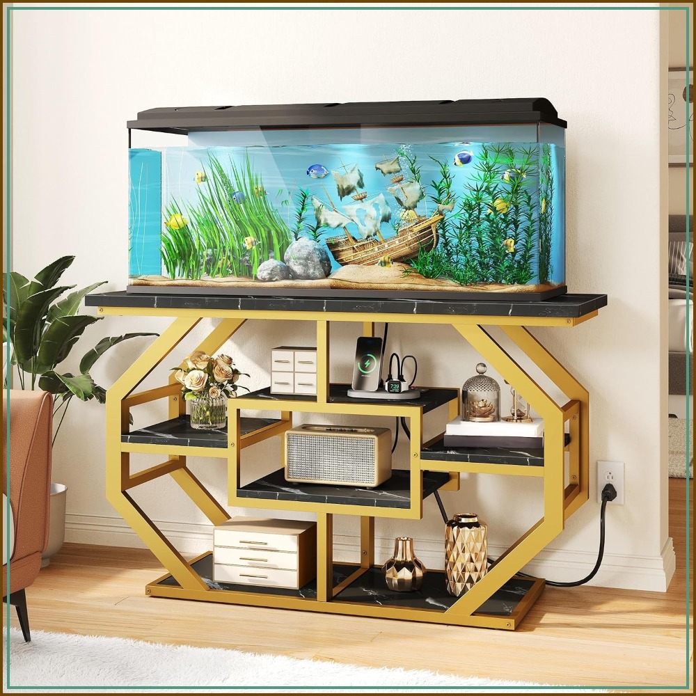 Aquarium Fish Black - 55-75 Gallon Aquarium Stand with Power