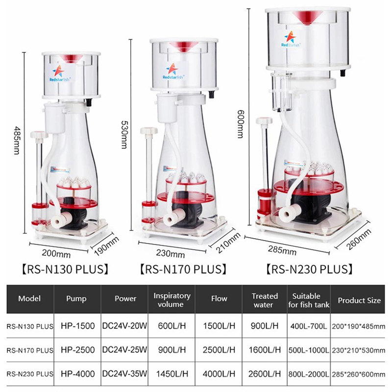 110-240V Red Starfish Aquarium - đánh giá và giá Protein Skimmer Reef