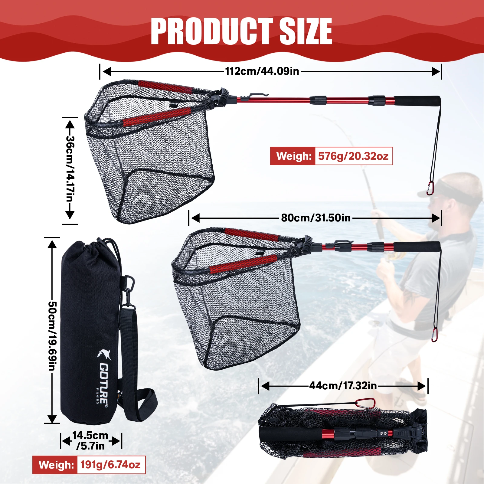 Goture Folding Fishing Brail N - đánh giá và giá Fish Net Handle