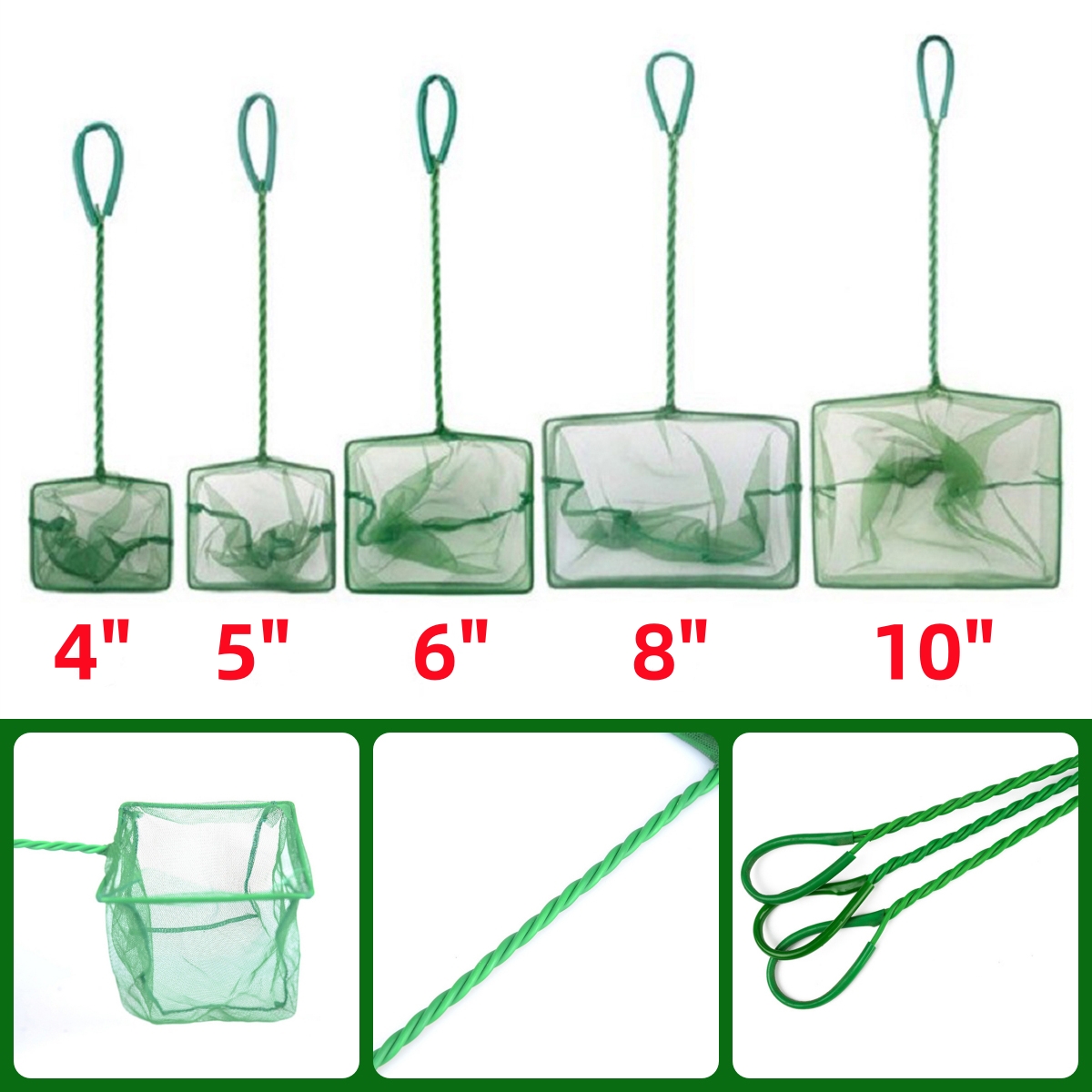 3~10 Inch Portable Nylon Green - đánh giá và giá Fish Net Handle