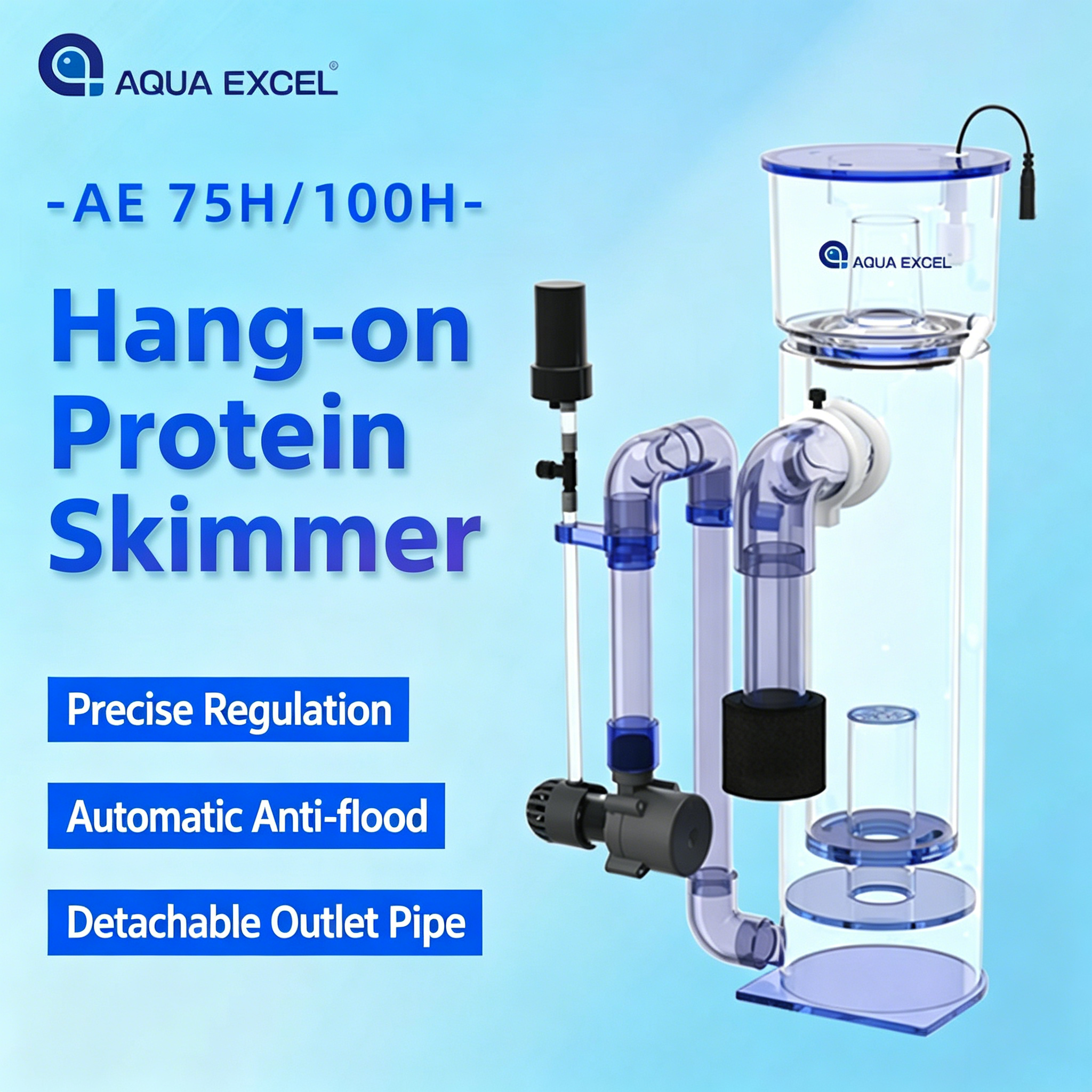 AQUA EXCEL AE-75H/100H Hang-on - đánh giá và giá Protein Skimmer Reef